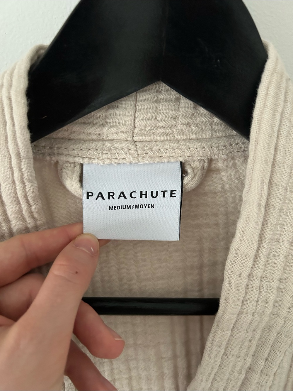 Parachute Textured Cotton Robe in Light Beige - Picture 3 of 4